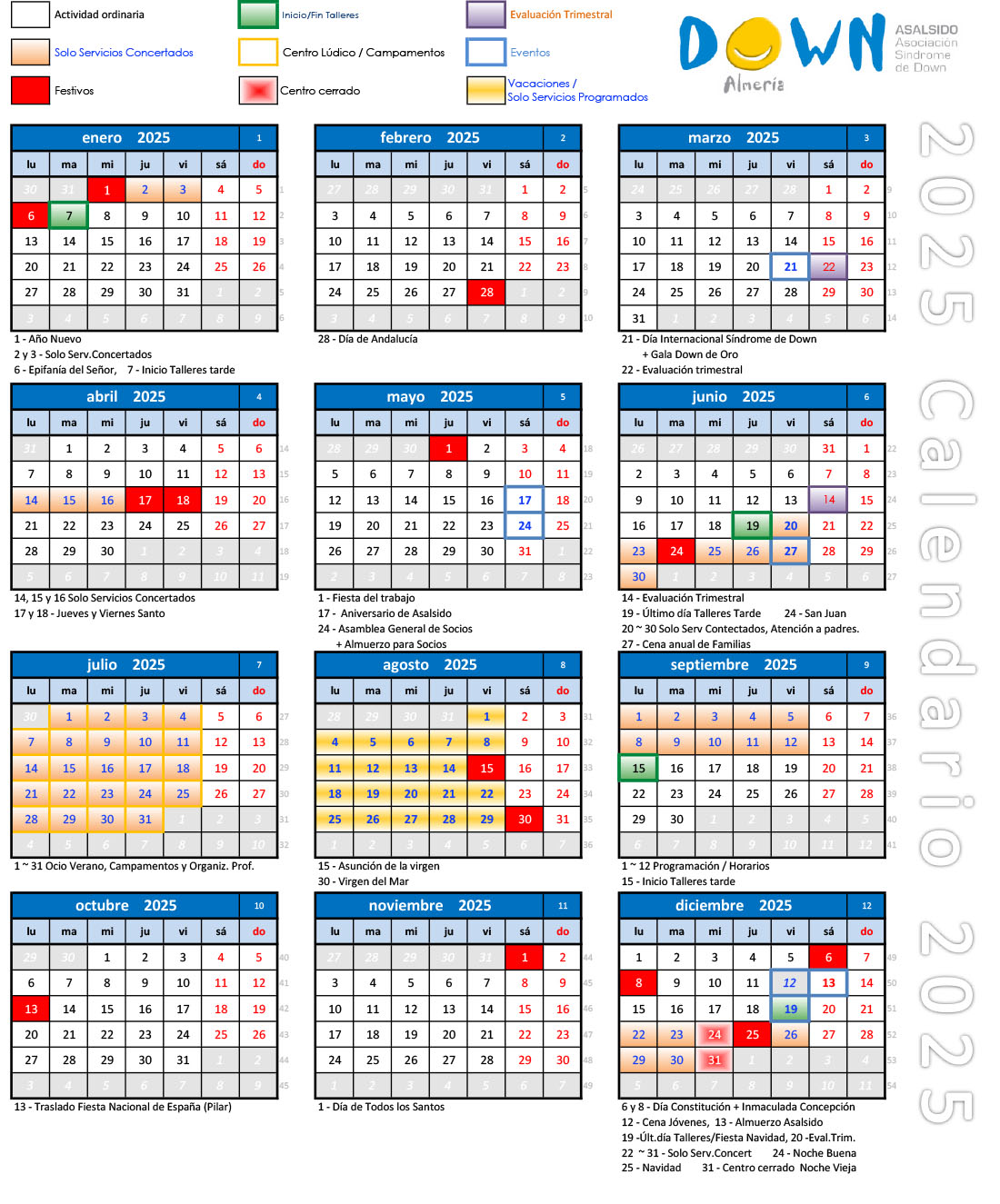 Calendario Familias y Profesionales